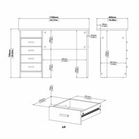 Thumbnail for Function Plus 4 Drawer Desk in White