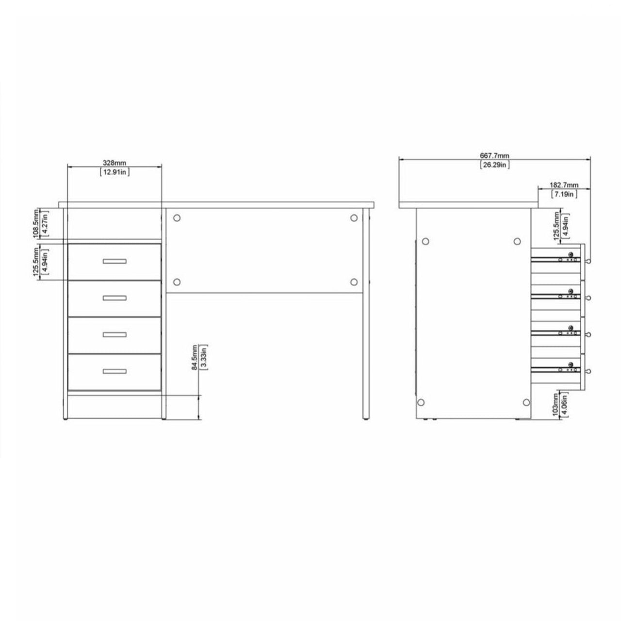 Function Plus 4 Drawer Desk in Oak