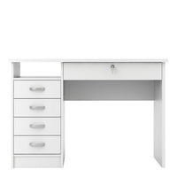 Thumbnail for Small Lockable White Home Office 5 Drawer Study Desk with Lock