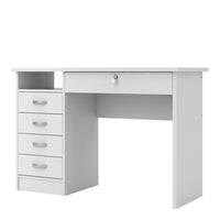 Thumbnail for Small Lockable White Home Office 5 Drawer Study Desk with Lock