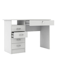 Thumbnail for Small Lockable White Home Office 5 Drawer Study Desk with Lock