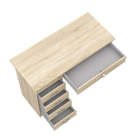 Thumbnail for Small Lockable Oak 5 Drawer Office Study Desk With Metal Handles