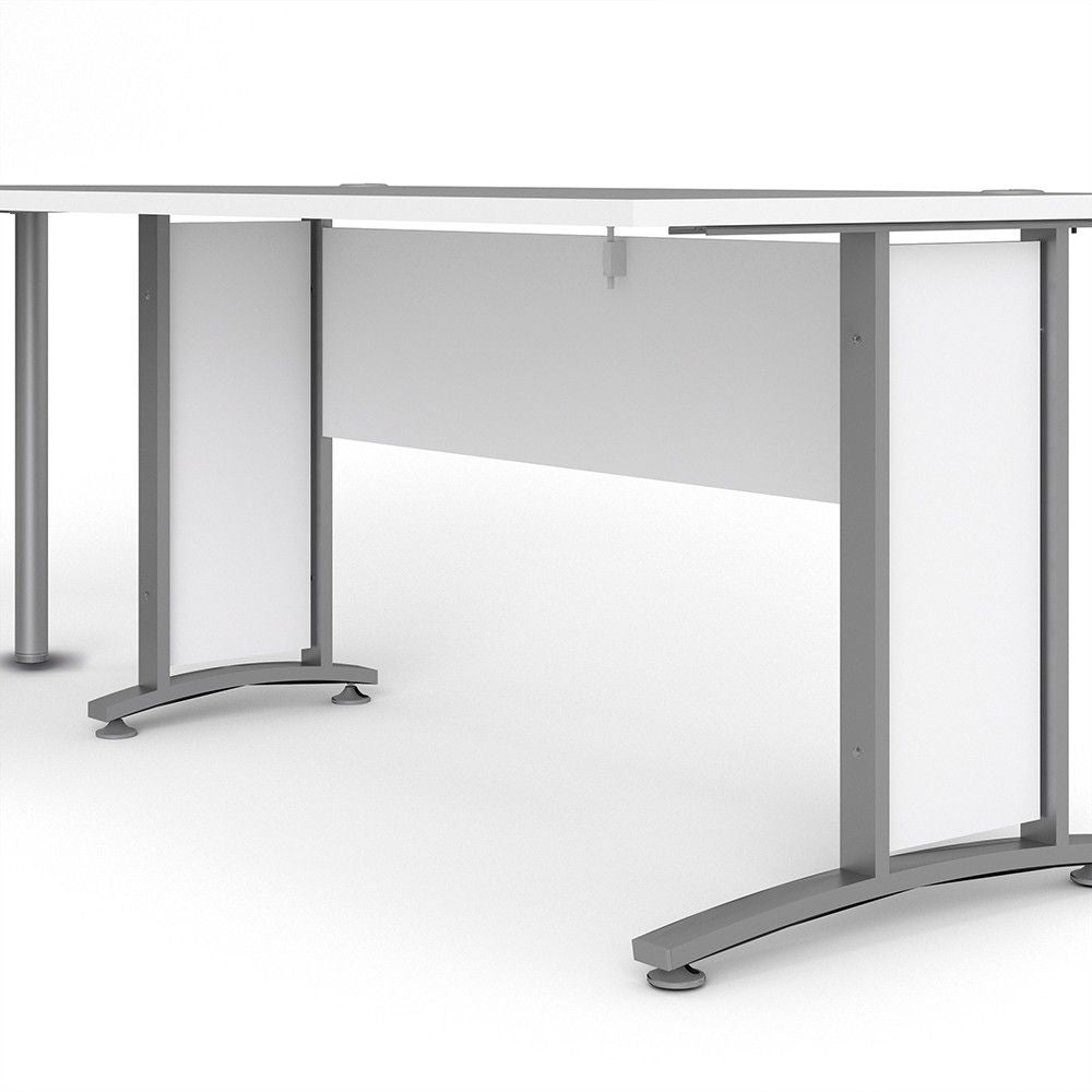 Desk 150 cm in White With Silver grey steel legs