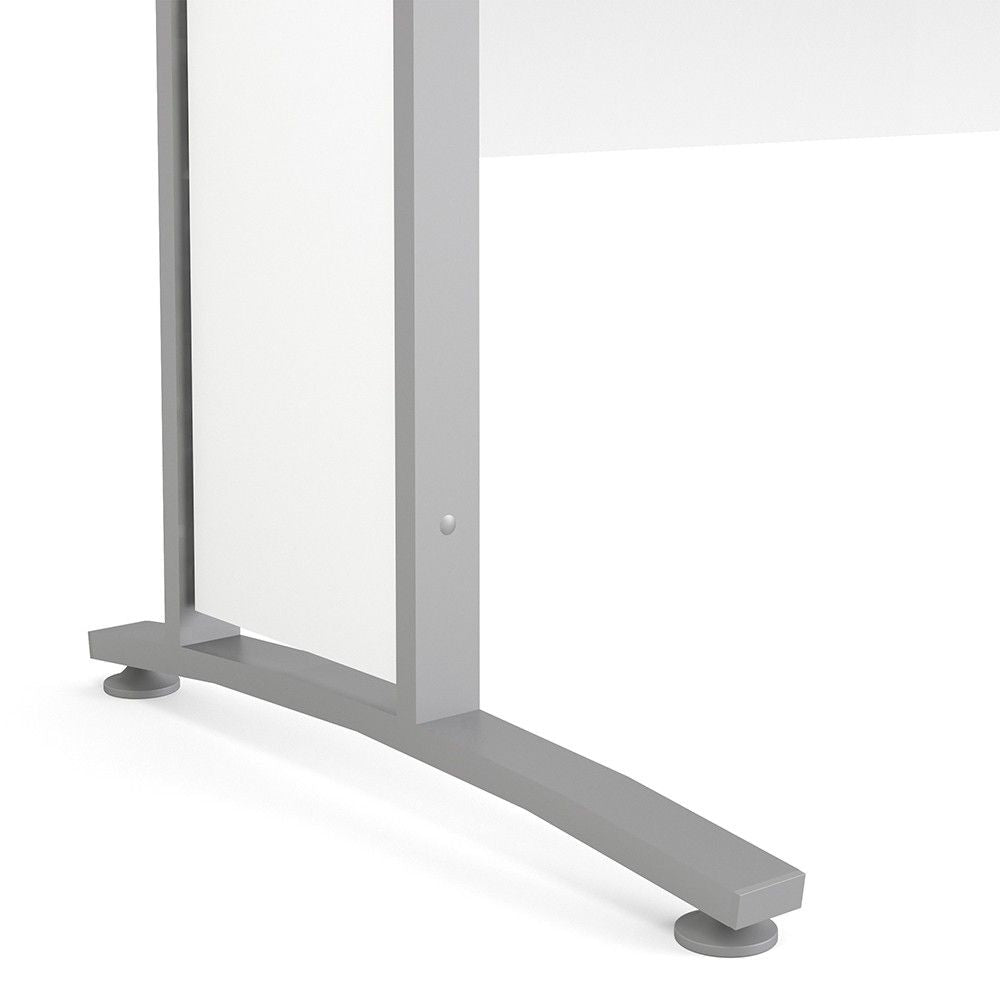 Desk 150 cm in White With Silver grey steel legs