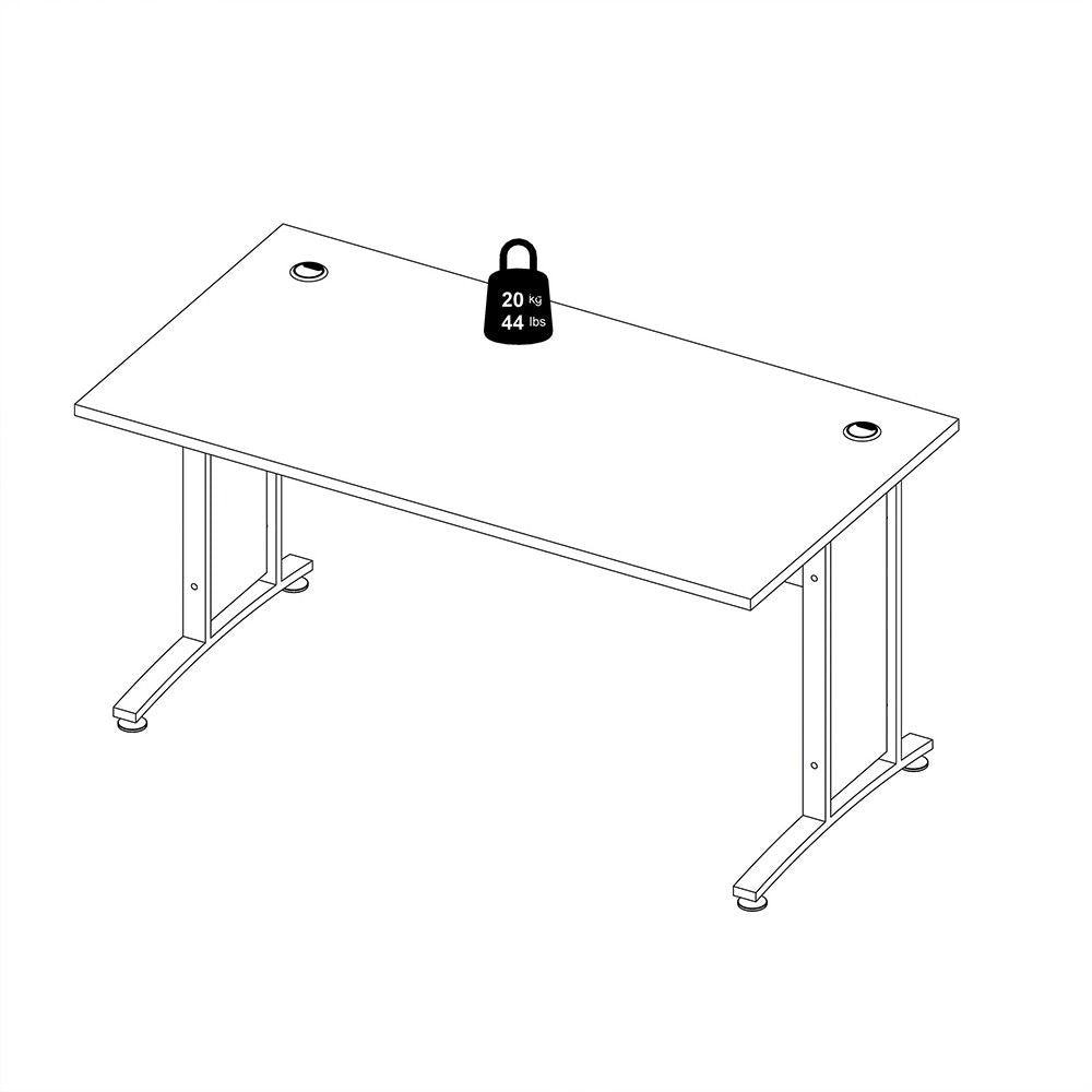 Desk 150 cm in White With Silver grey steel legs