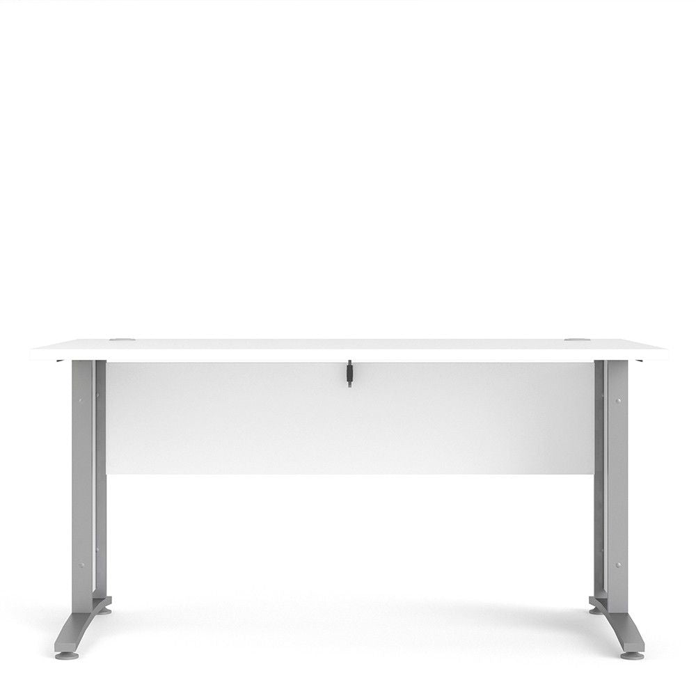 Desk 150 cm in White With Silver grey steel legs