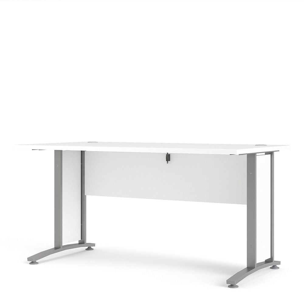 Desk 150 cm in White With Silver grey steel legs