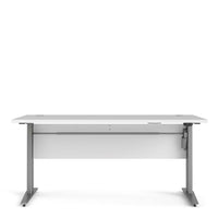 Thumbnail for White Finish Silver Grey Steel Height Adjustable Leg Office Desk