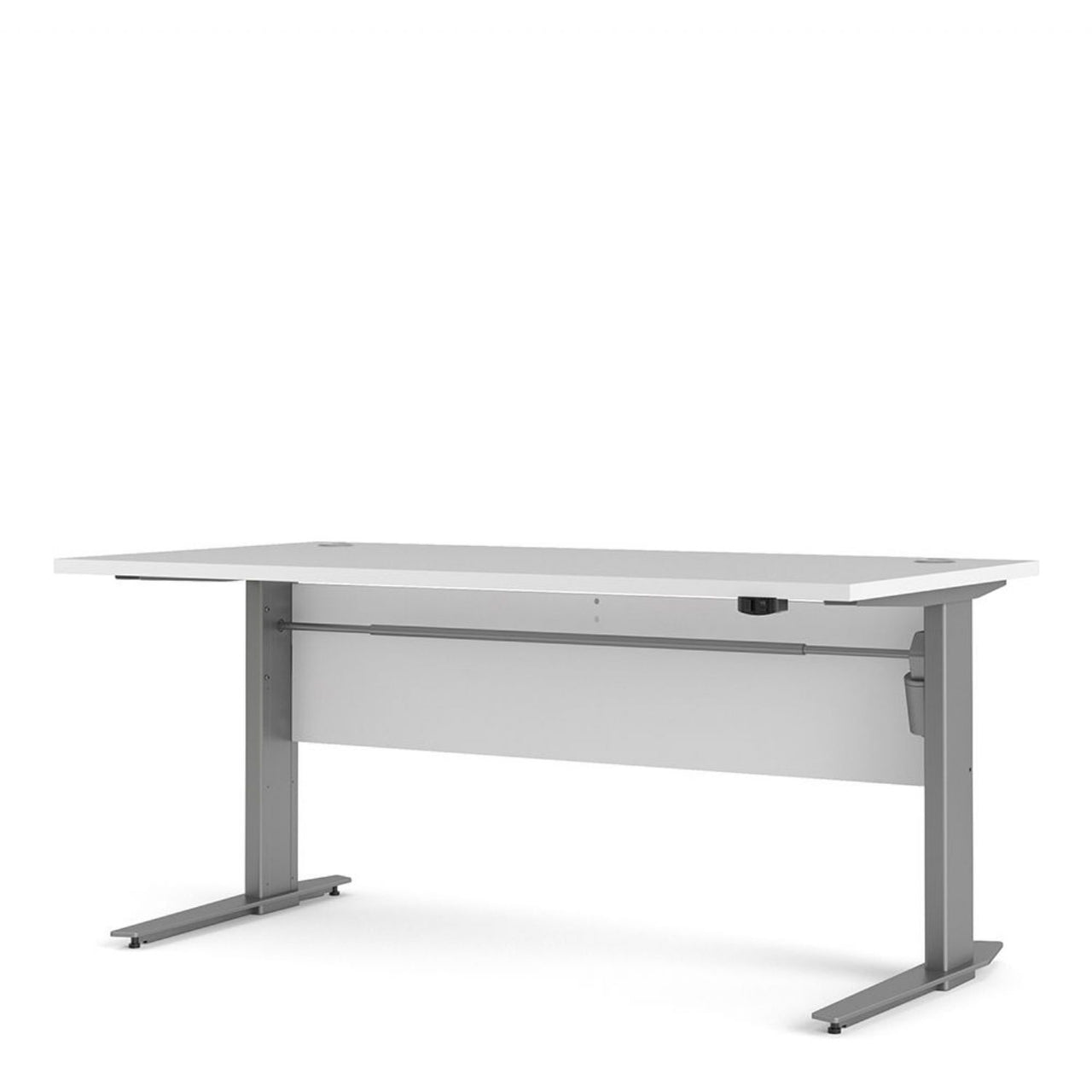 Desk 150 cm in White With Silver grey steel legs