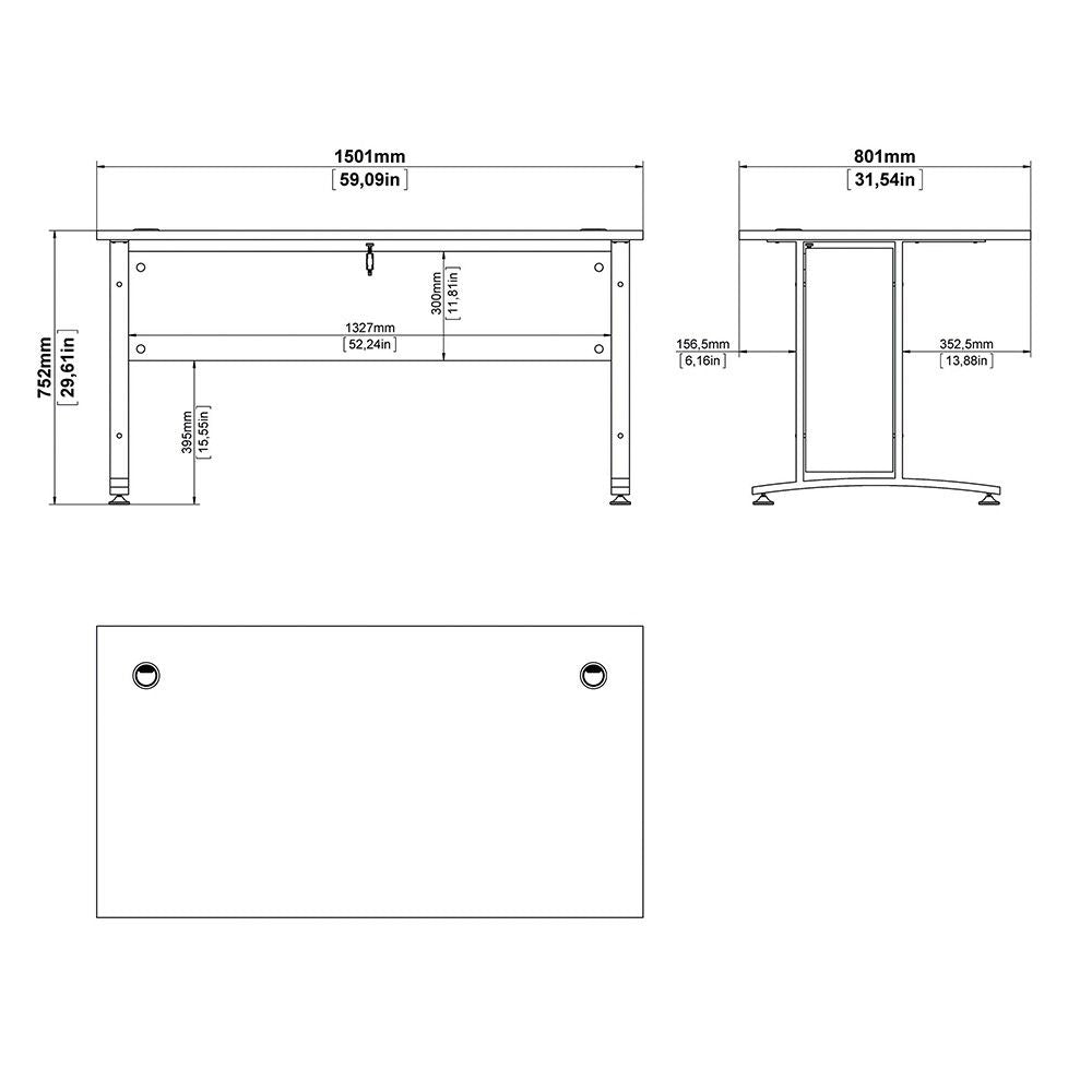 Desk 150 cm in White With White legs