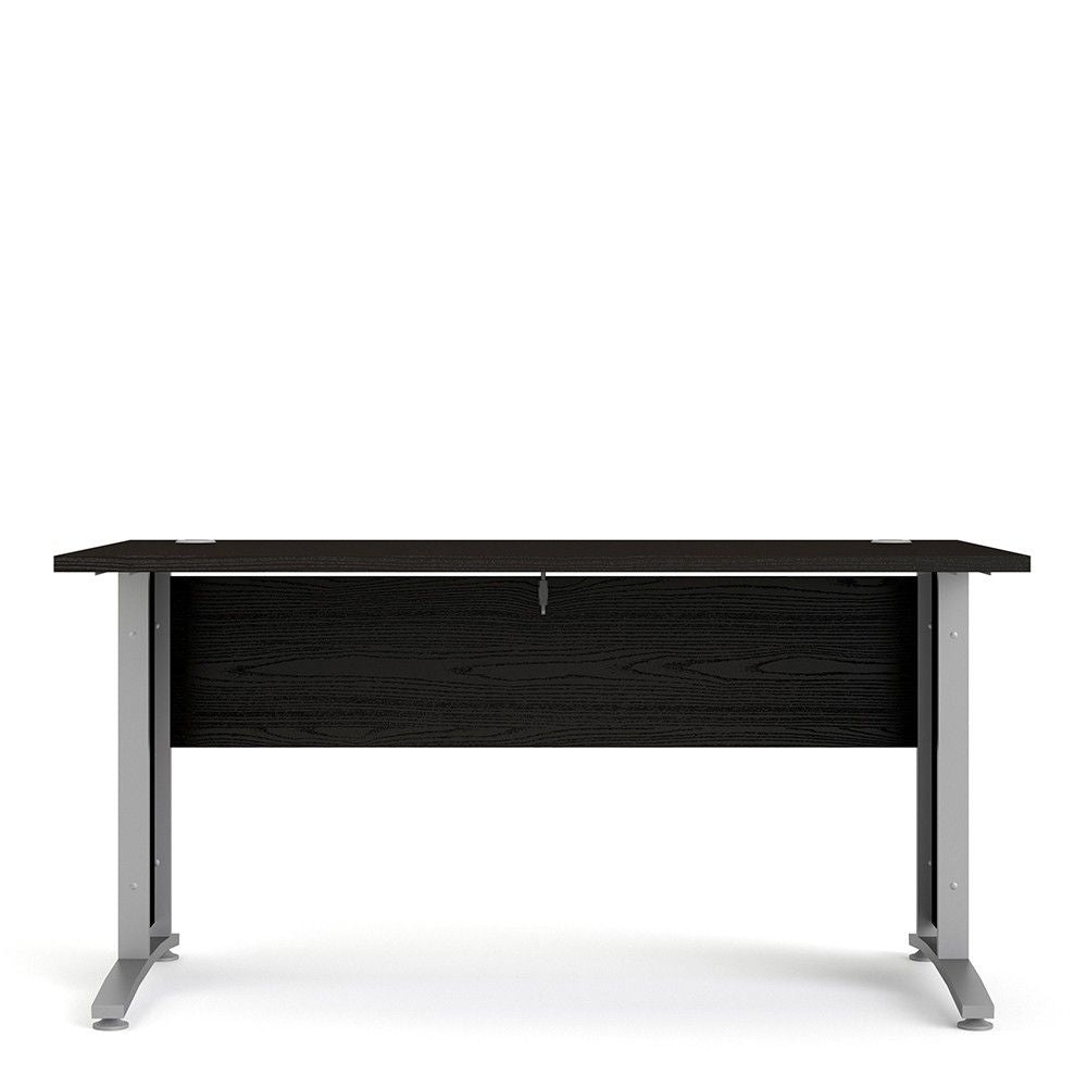 Desk 150 cm in Black woodgrain With Silver grey steel legs