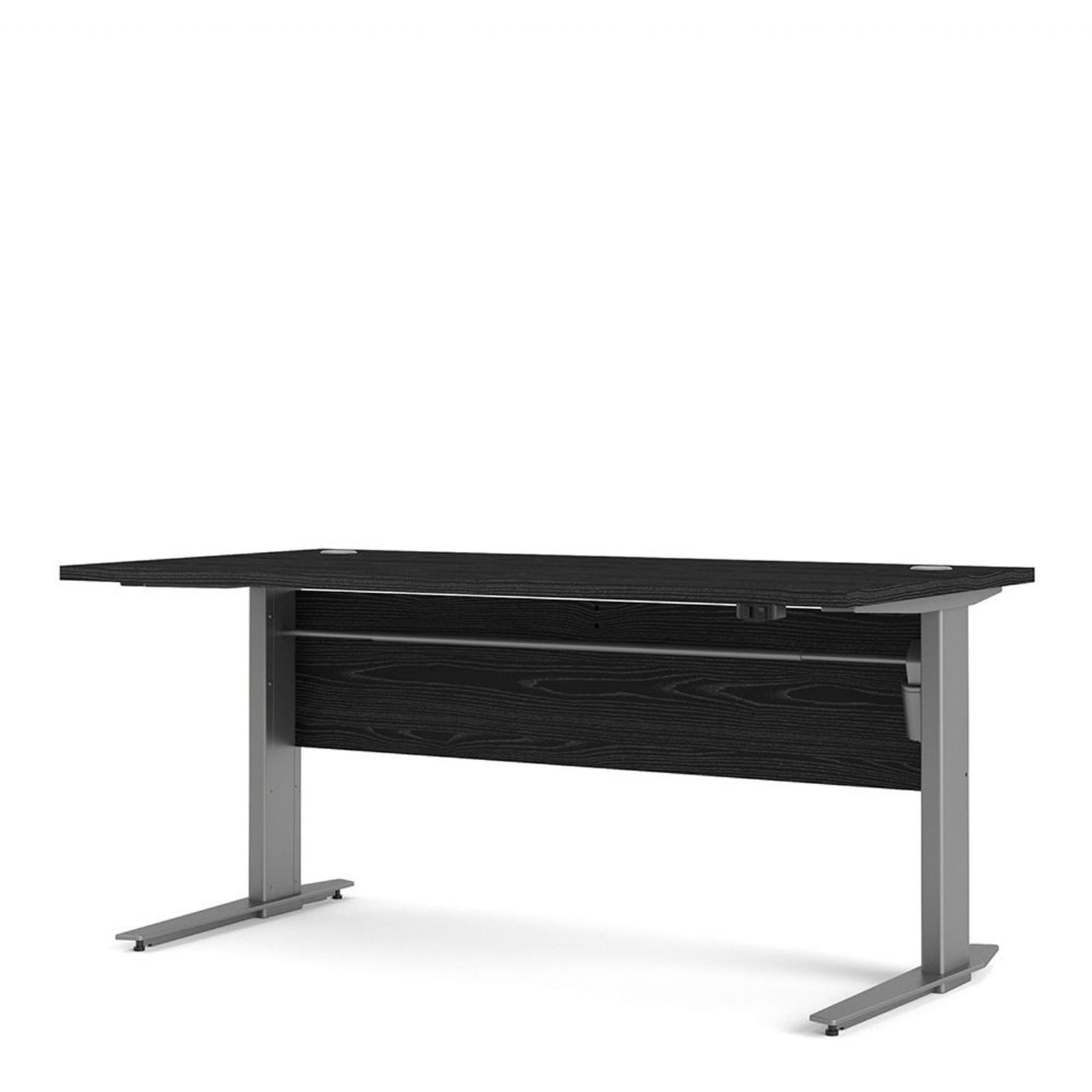 Desk 150 cm in Black woodgrain With Silver grey steel legs