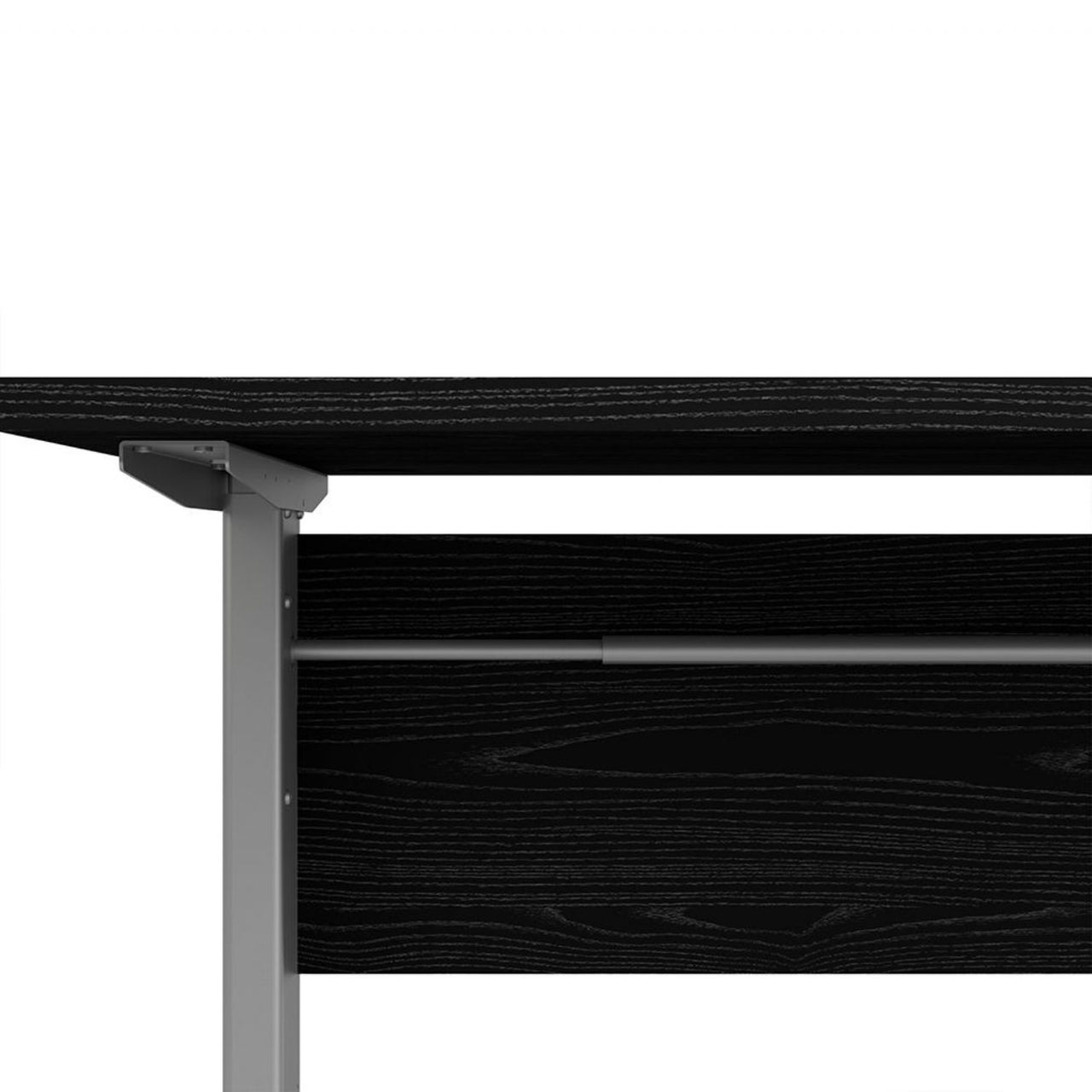 Black Woodgrain Office Desk With Grey Steel Height Adjustable Legs