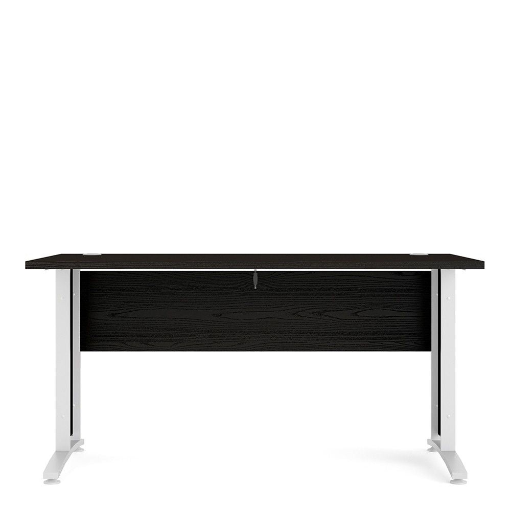 Desk 150 cm in Black woodgrain With White legs