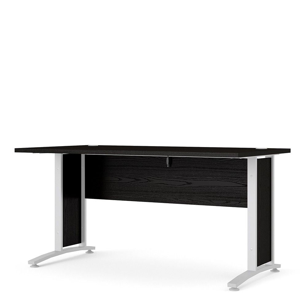 Desk 150 cm in Black woodgrain With White legs