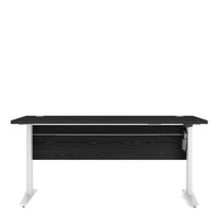 Thumbnail for Black Woodgrain Top Office Desk With White Height Adjustable Legs