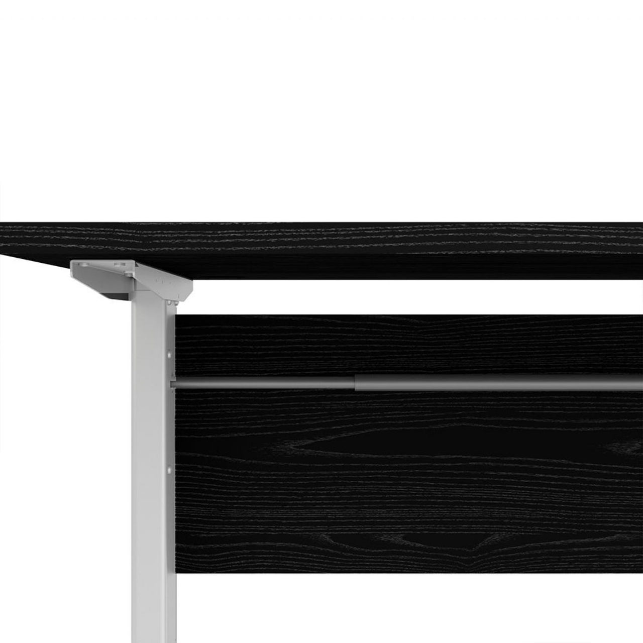 Black Woodgrain Top Office Desk With White Height Adjustable Legs