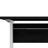 Thumbnail for Black Woodgrain Top Office Desk With White Height Adjustable Legs