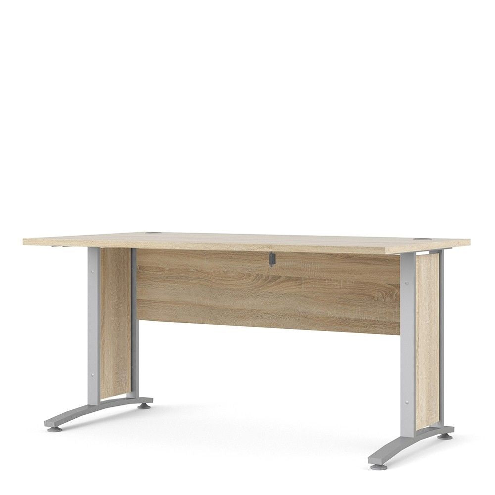 Desk 150 cm in Oak With Silver grey steel legs