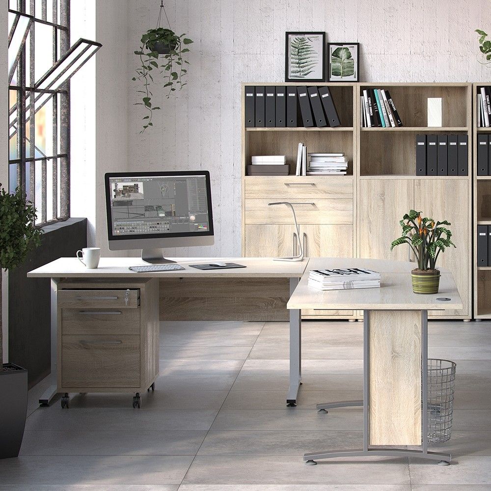 Desk 150 cm in Oak With Silver grey steel legs