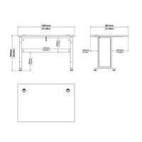 Thumbnail for Desk 120 cm in White With Silver grey steel legs