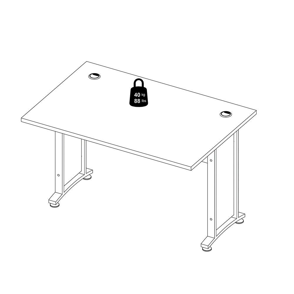 Desk 120 cm in White With Silver grey steel legs