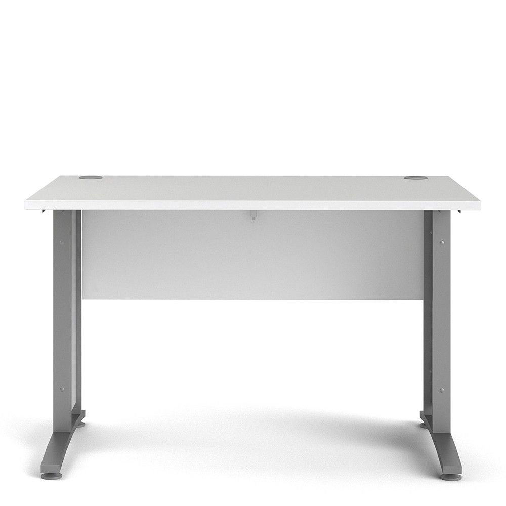 Desk 120 cm in White With Silver grey steel legs