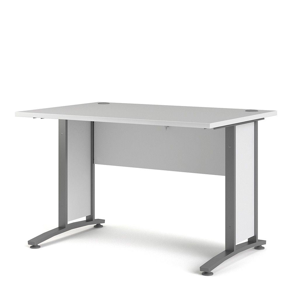 Desk 120 cm in White With Silver grey steel legs