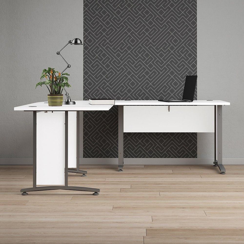 Desk 120 cm in White With Silver grey steel legs