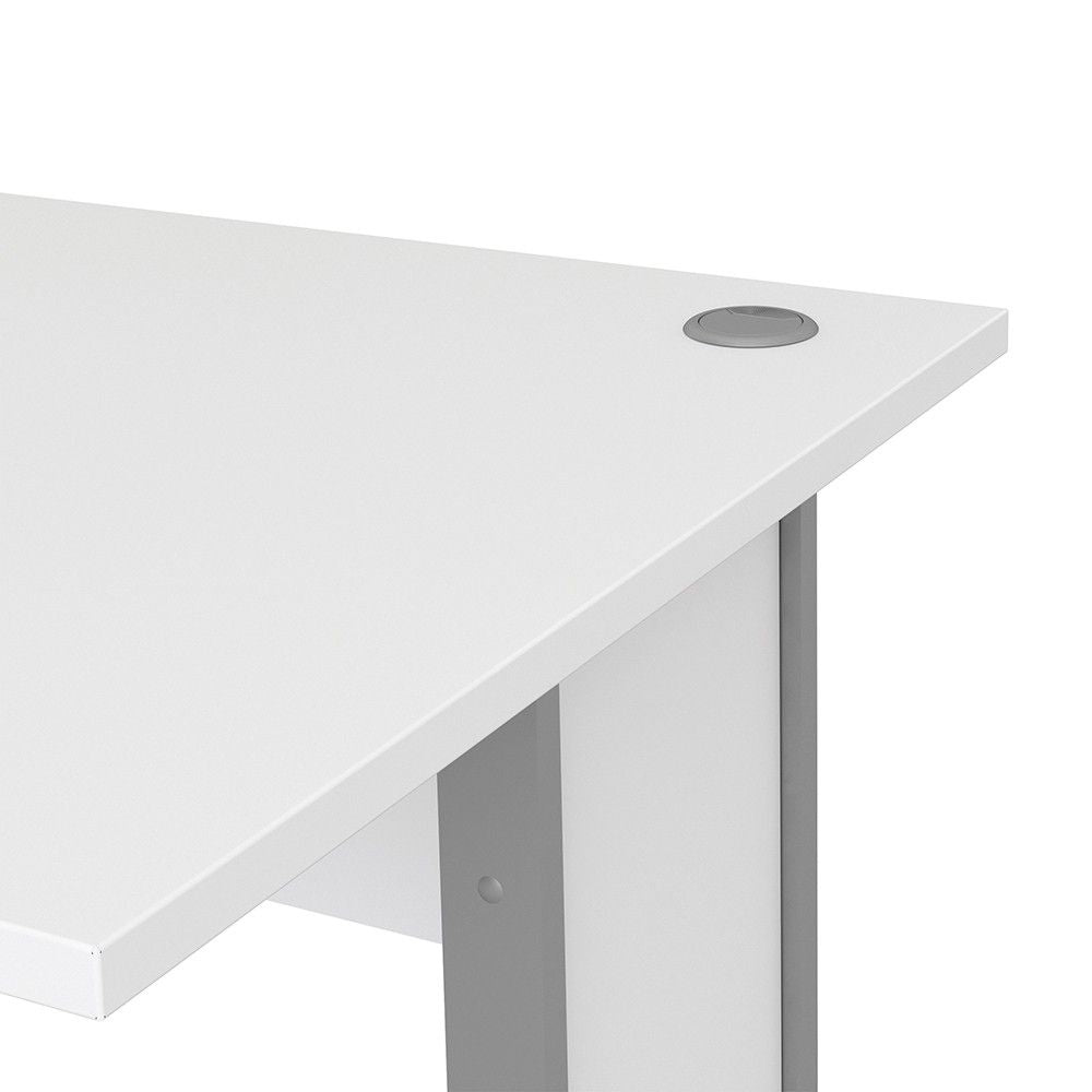 Desk 120 cm in White With Silver grey steel legs