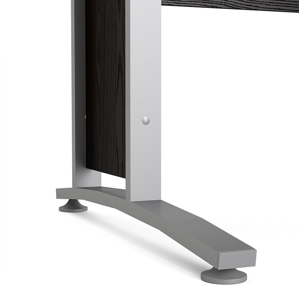 Prima Desk 120 cm in Black woodgrain With Silver grey steel legs