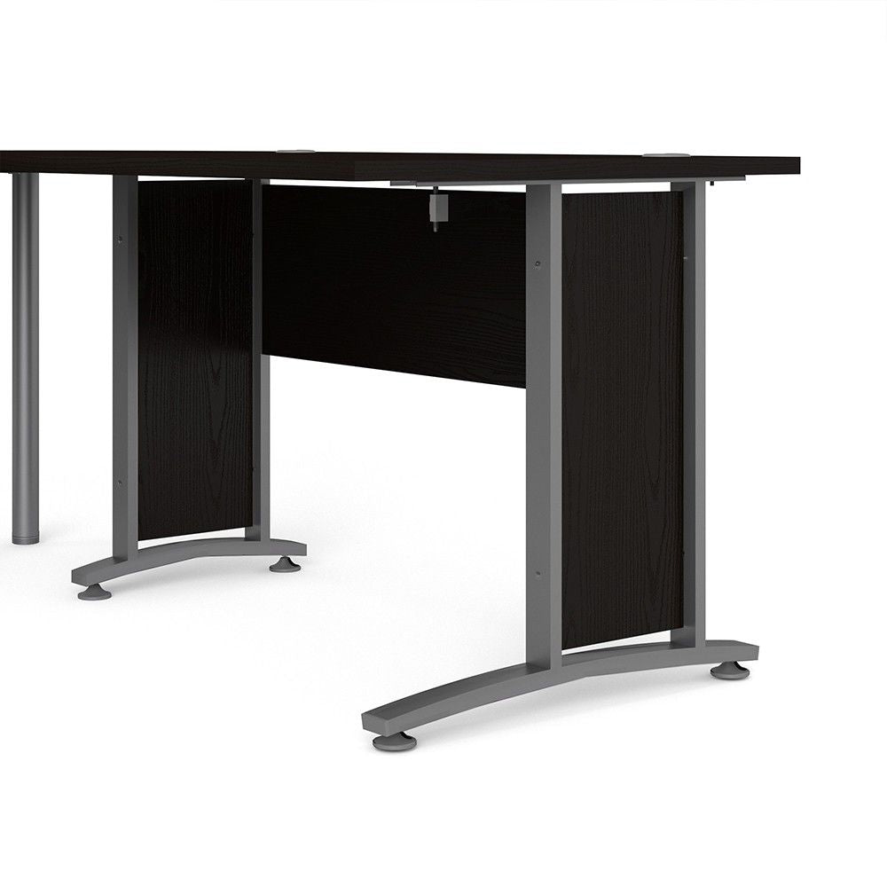 Prima Desk 120 cm in Black woodgrain With Silver grey steel legs