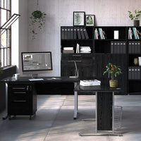 Thumbnail for Prima Desk 120 cm in Black woodgrain With Silver grey steel legs