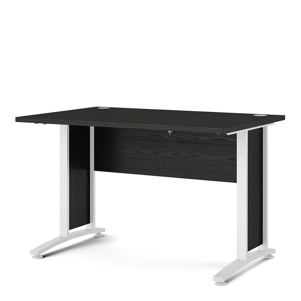 Prima Desk 120 cm in Black woodgrain With White legs