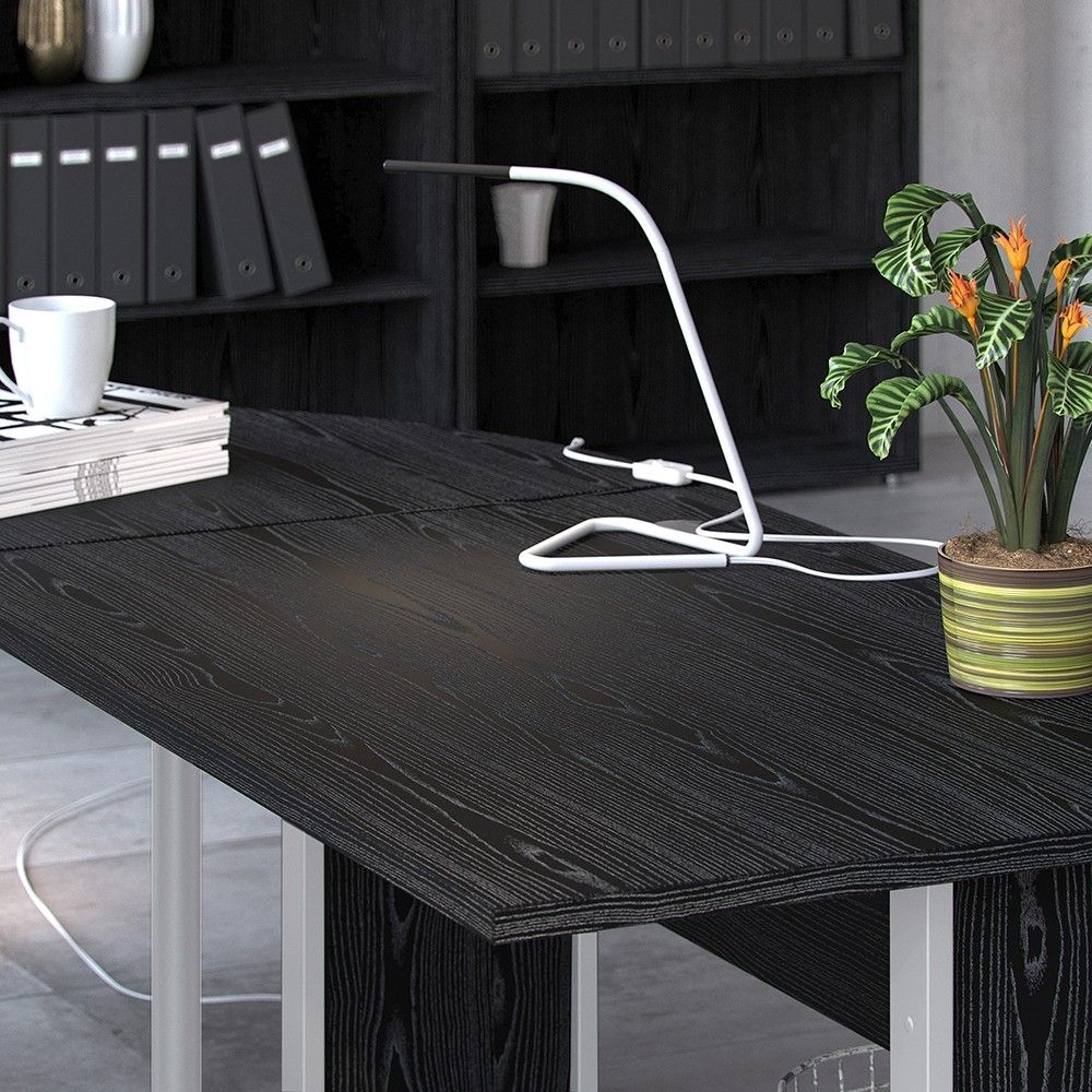 Prima Desk 120 cm in Black woodgrain With White legs