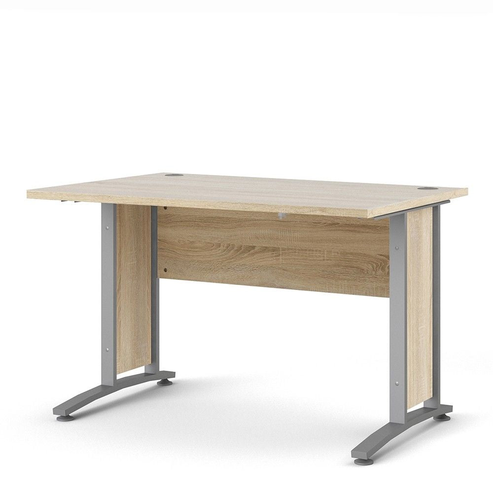 Desk 120 cm in Oak With Silver grey steel legs