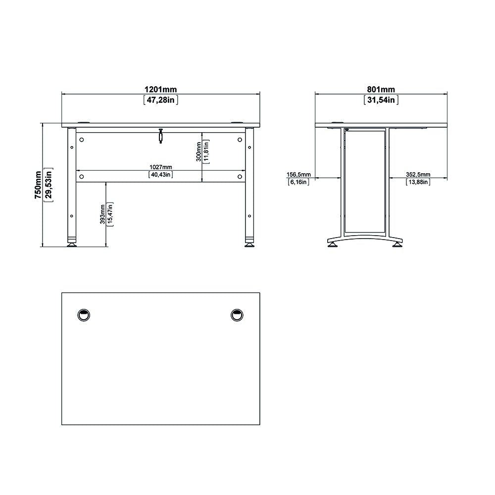 Desk 120 cm in Oak With White legs