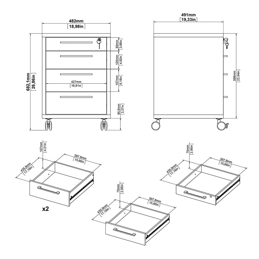 Mobile cabinet in White