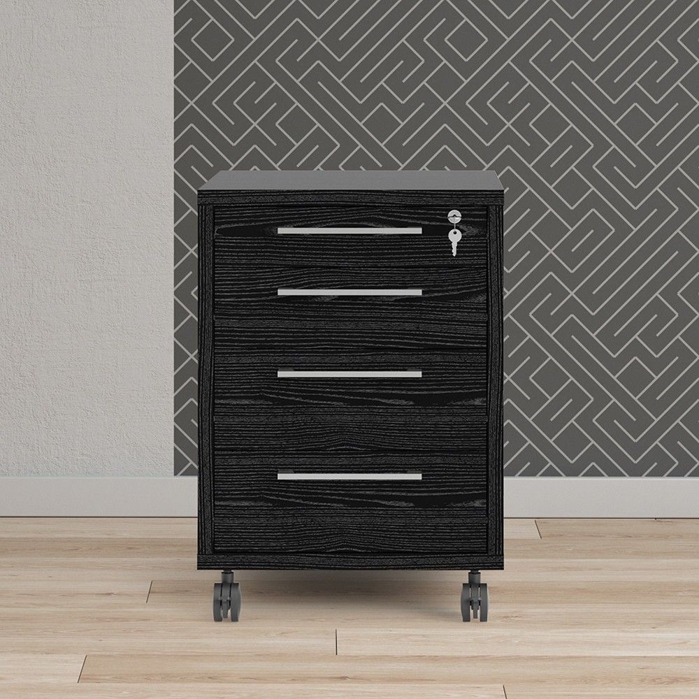 Mobile cabinet in Black woodgrain