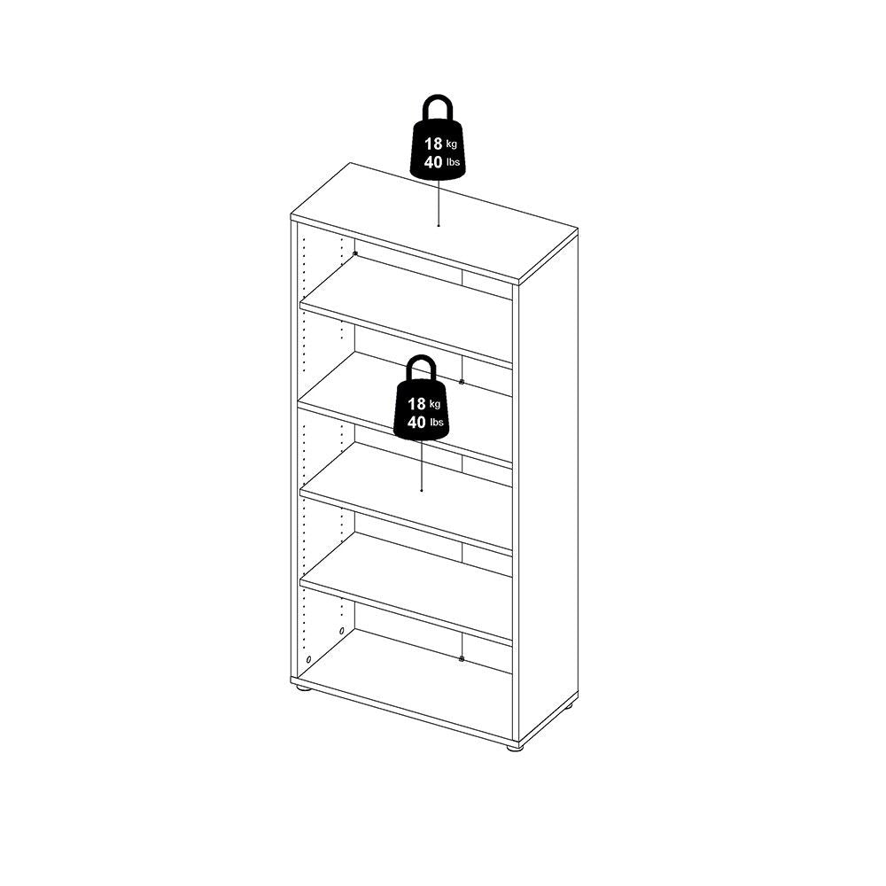 Bookcase 4 Shelves With 2 Drawers and 2 Doors in White