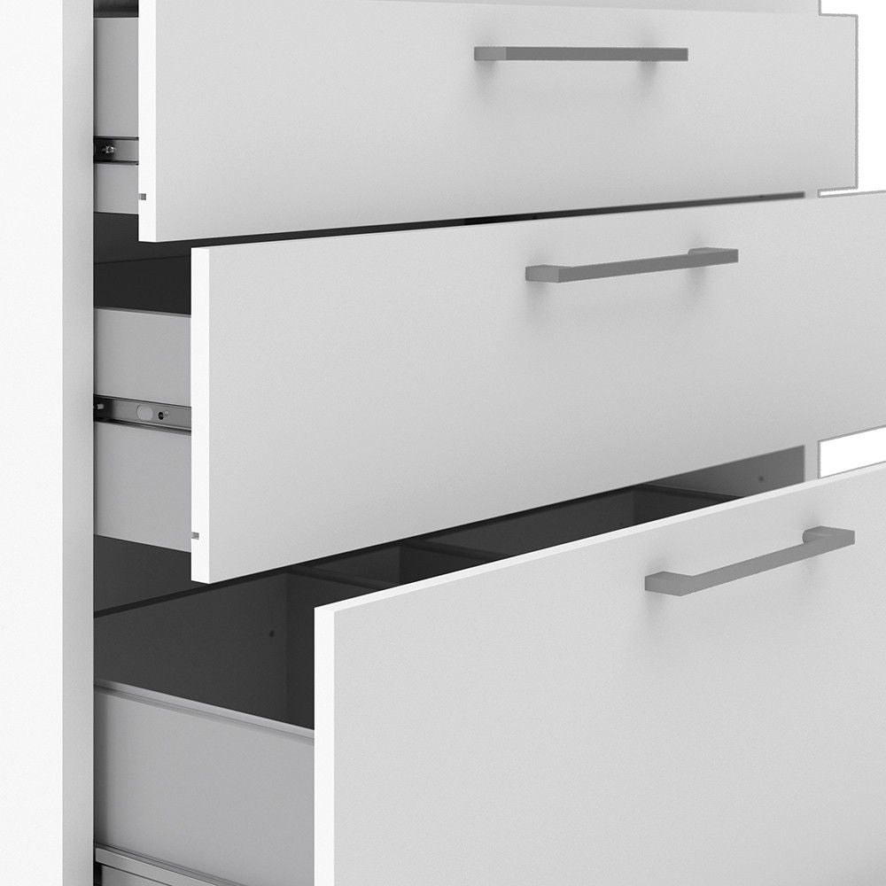 Bookcase 4 Shelves With 2 Drawers + 2 File Drawers in White