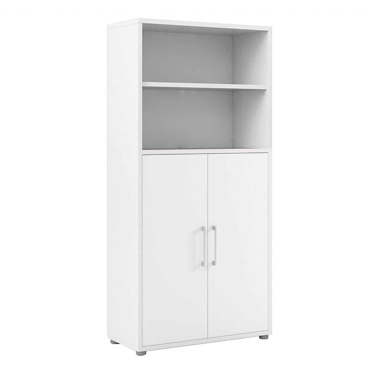 Bookcase 4 Shelves With 2 Doors in White