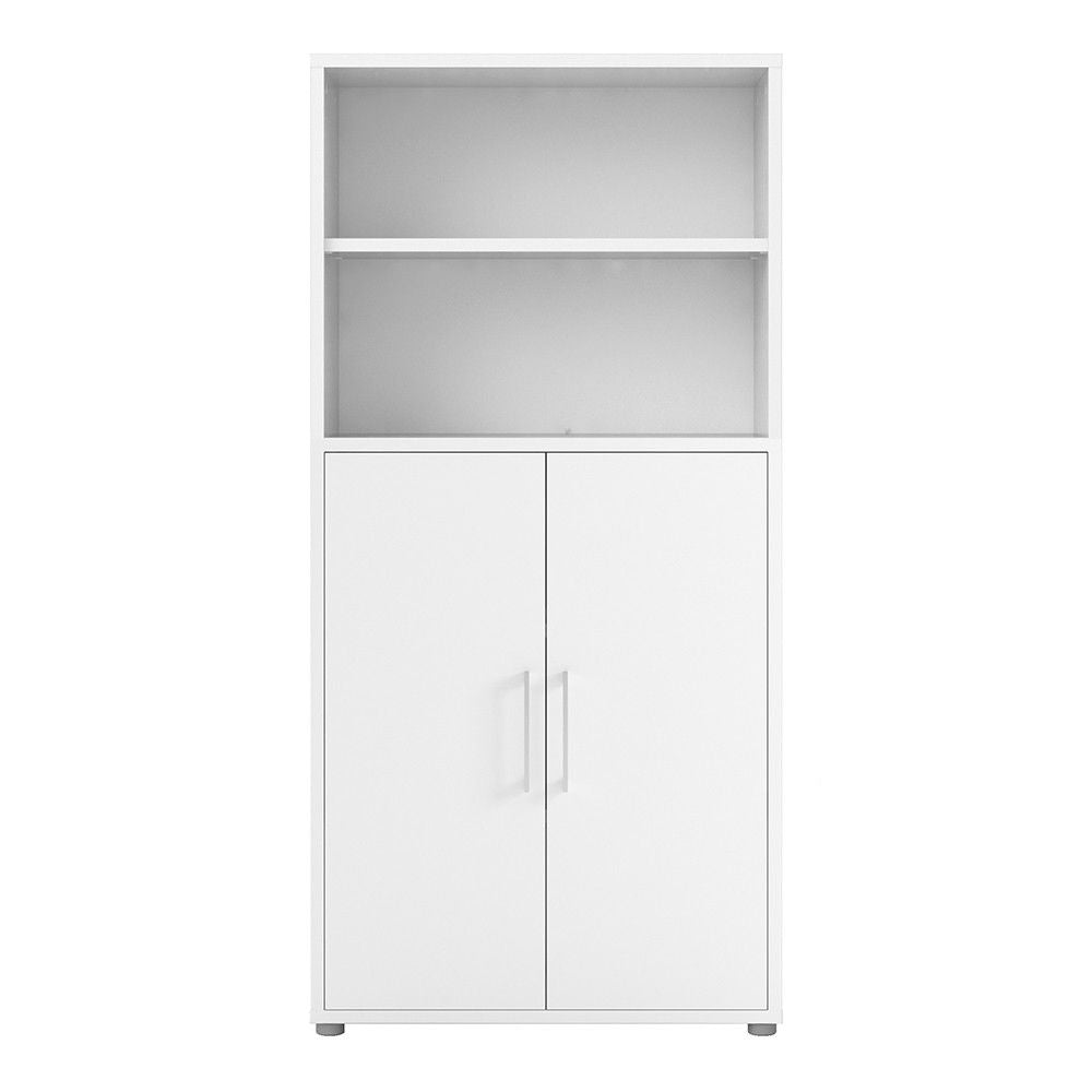 Bookcase 4 Shelves With 2 Doors in White