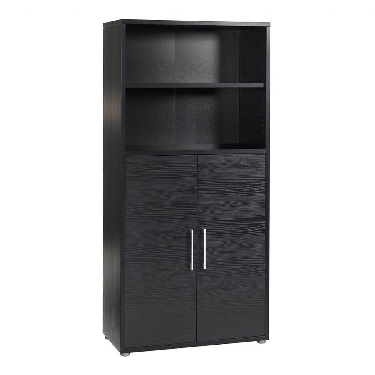 Traditional Black Woodgrain 2 Door Bookcase