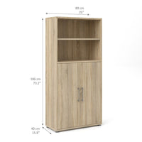 Thumbnail for Bookcase 4 Shelves With 2 Doors in Oak