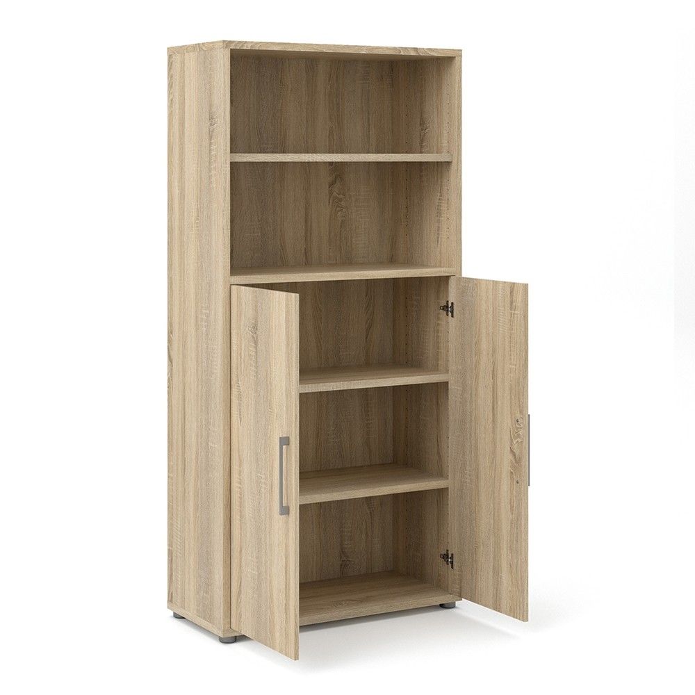 Bookcase 4 Shelves With 2 Doors in Oak