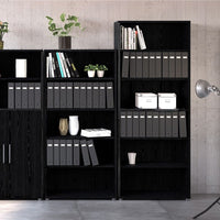 Thumbnail for Traditional Tall Black Woodgrain 4 Open Shelf Bookcase