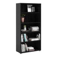 Thumbnail for Traditional Tall Black Woodgrain 4 Open Shelf Bookcase