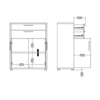 Thumbnail for Bookcase 5 Shelves With 2 Drawers and 2 Doors in White