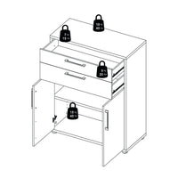 Thumbnail for Bookcase 5 Shelves With 2 Drawers and 2 Doors in White